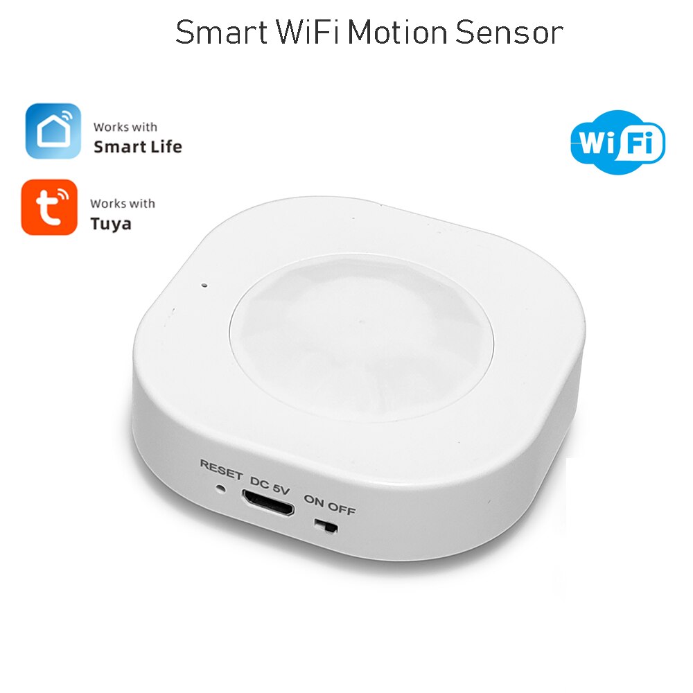 Tuya Smart Home WiFi Light Control PIR Motion Sensor, House Security Infrared Human Body Detect Alarm to Anti-Theft