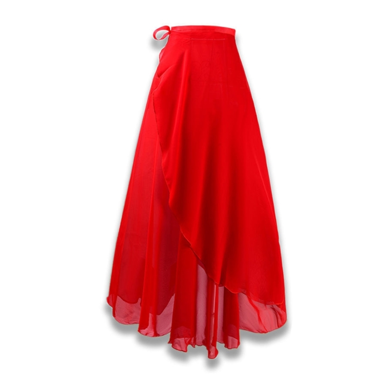 Lange Tanzröcke für Damen, Chiffon-Wickelrock, Mädchen, asymmetrischer Ballett-Wickelrock: dunkel Grau