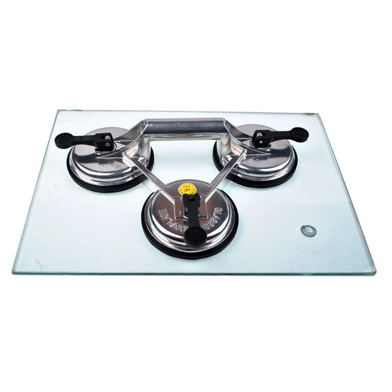 Heavy Duty Triple Locking Suction Cup Pad, Aluminum 3 Plates Hand Vacuum Lifter For Tiles&amp;Glass&amp;Granite, Level Action Ty