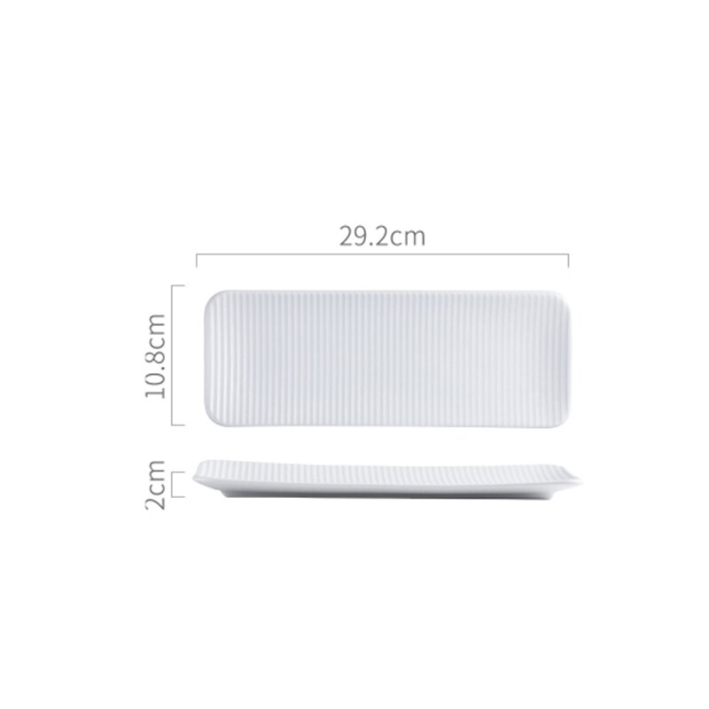 Rechthoekige sushi-dessertborden, eenvoudig herbruikbaar servies, keramisch magnetronbestendig steakbarbecuebord, huishoudelijke keukenbenodigdheden: Wit-l -2