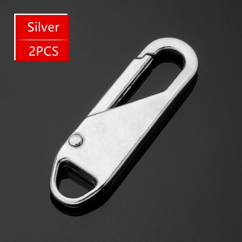 2pcs zippers puller Tab Replacement Metal Zipper for clothes Zipper Extender Tab Fixer Zipper Sliders Jacket Detachable Zipper: A Silver--2PCS
