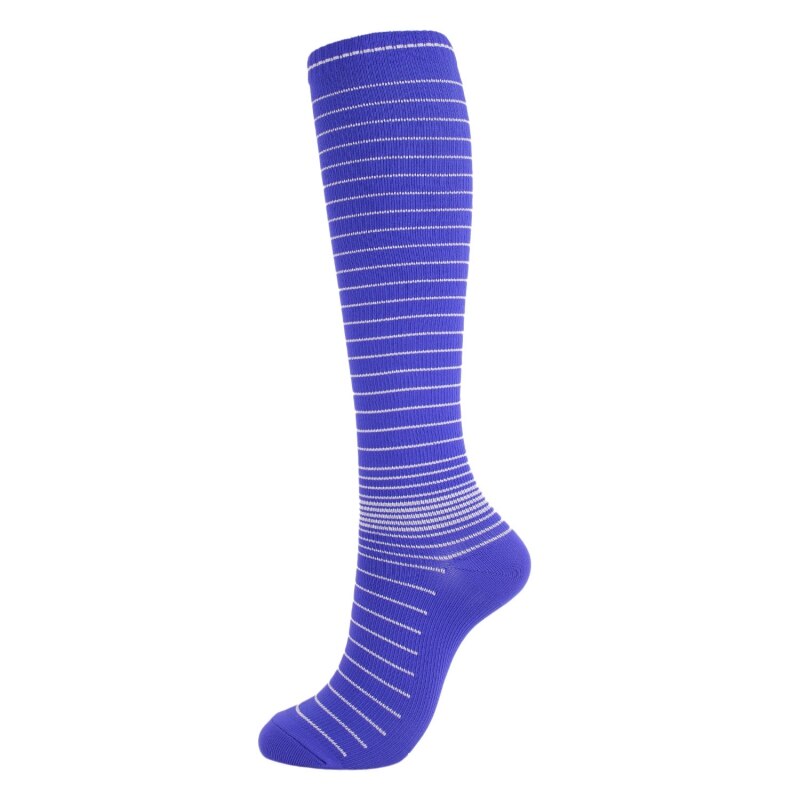 1 Pair Compression Knee High Long Socks Christmas Cap Tree Deer Striped Printed Stocking Nylon Hosiery Footwear Accessories