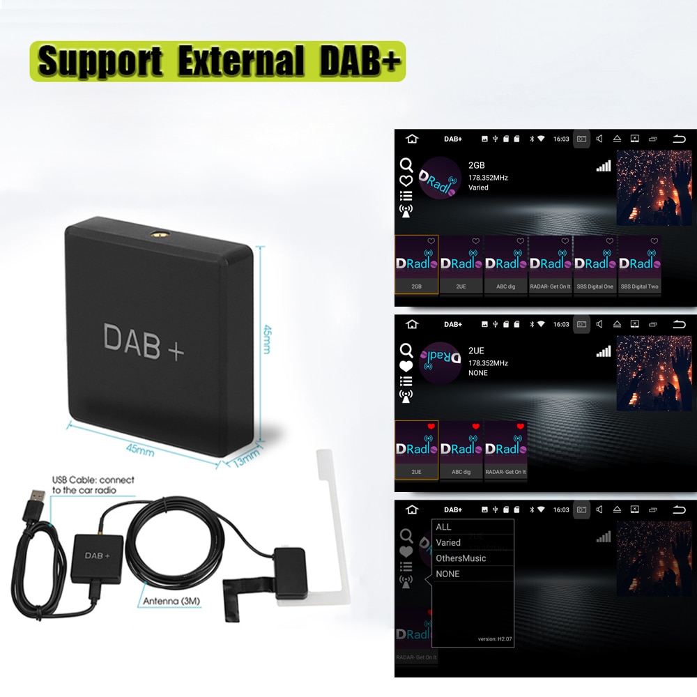 DAB 004 DAB+ Box Digital Radio Antenna Tuner for Car Radio Android 5.1 USB Powered for Android car dvd player