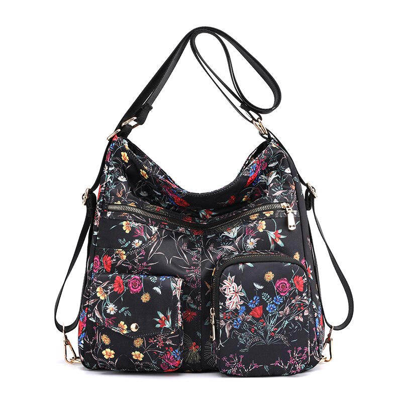 Woman Nylon Laptop Backpack Multifunctional Floral Zipper Soft Travel Bag Mochila Feminina School Bags For Teenage Girls: 5