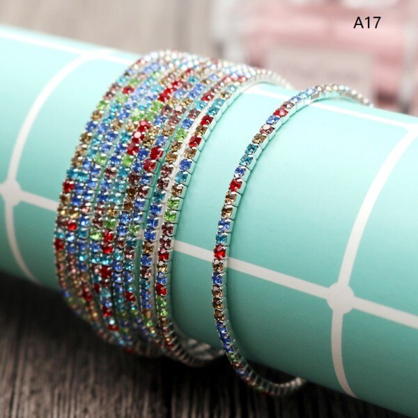 5pcs Ronde Kleurrijke Glinsterende Claw Cup Kettingen Volledige Strass Bangle Armband Sieraden DIY Accessoires: colorful