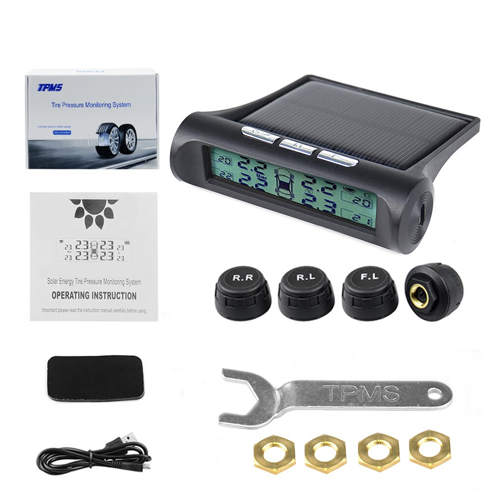 Universele auto tire pressure monitoring systems externe sensoren auto wheel manometer tester security alarm bar psi: C type