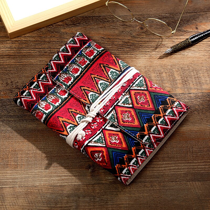 Traveler notebook Classic fabric soft cover Inner spiral bound Art Journal refillable Dotted&Blank pages Bullet journal, diary: Red