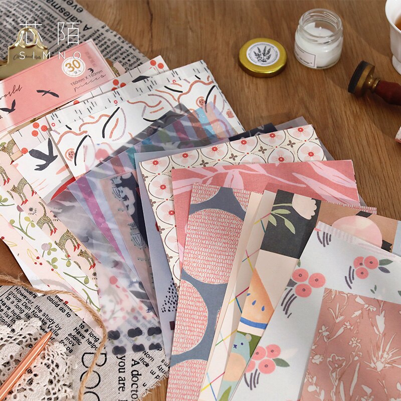 Papel de fondo para manualidades, 30 Uds. De animales del bosque, mezcla de Material, papel, planificador, álbum de recortes, Vintage, decorativo