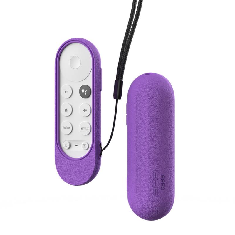 til chromecast stemme fjernkontroll med sløyfe silikon etui til chromecast til -google tv stemme fjernkontroll støtsikker beskyttelsesdeksel: Lilla