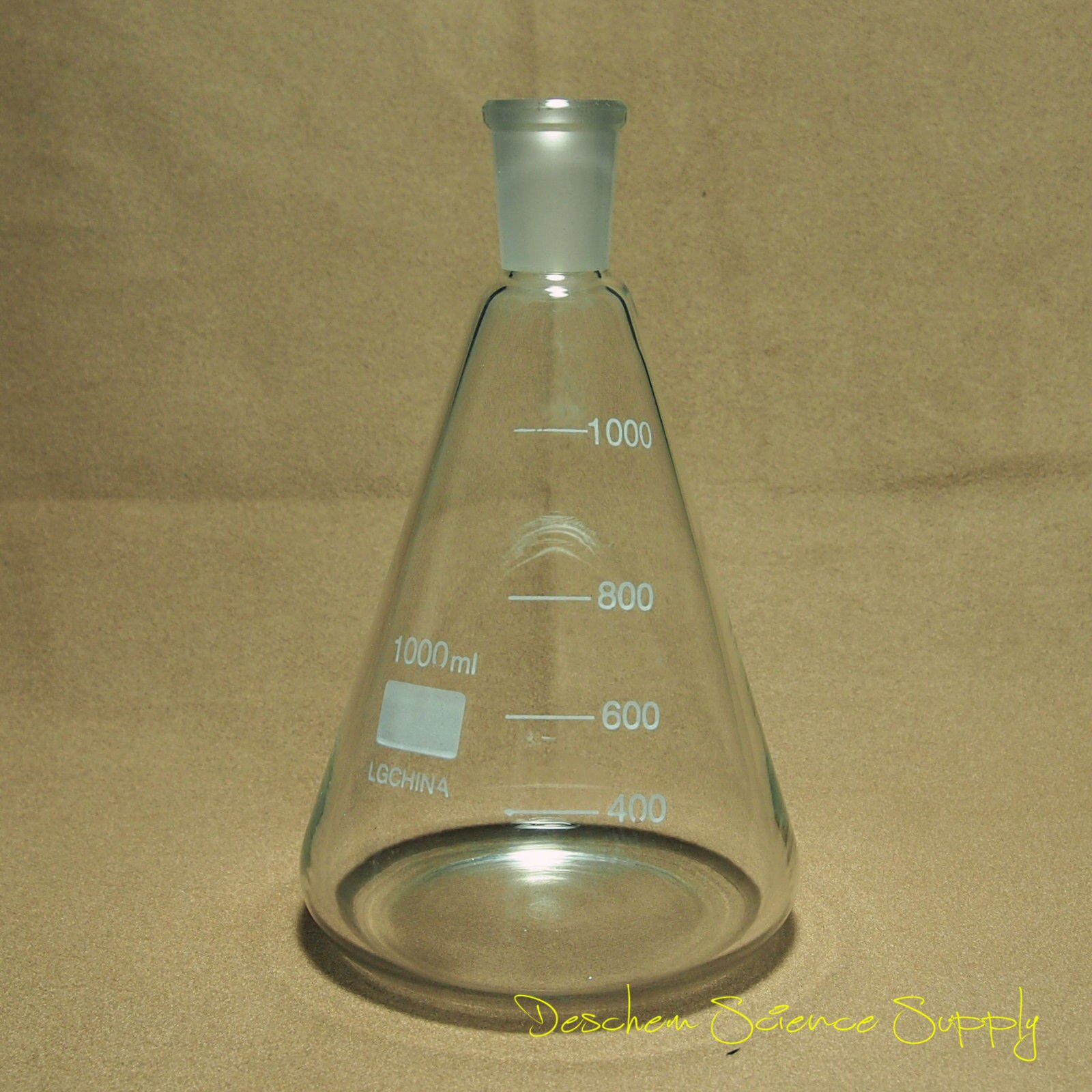 Deschem 1000ml Glass Erlenmeyer Flask – 24/29 Joint, Borosilicate, With Air Bubble
