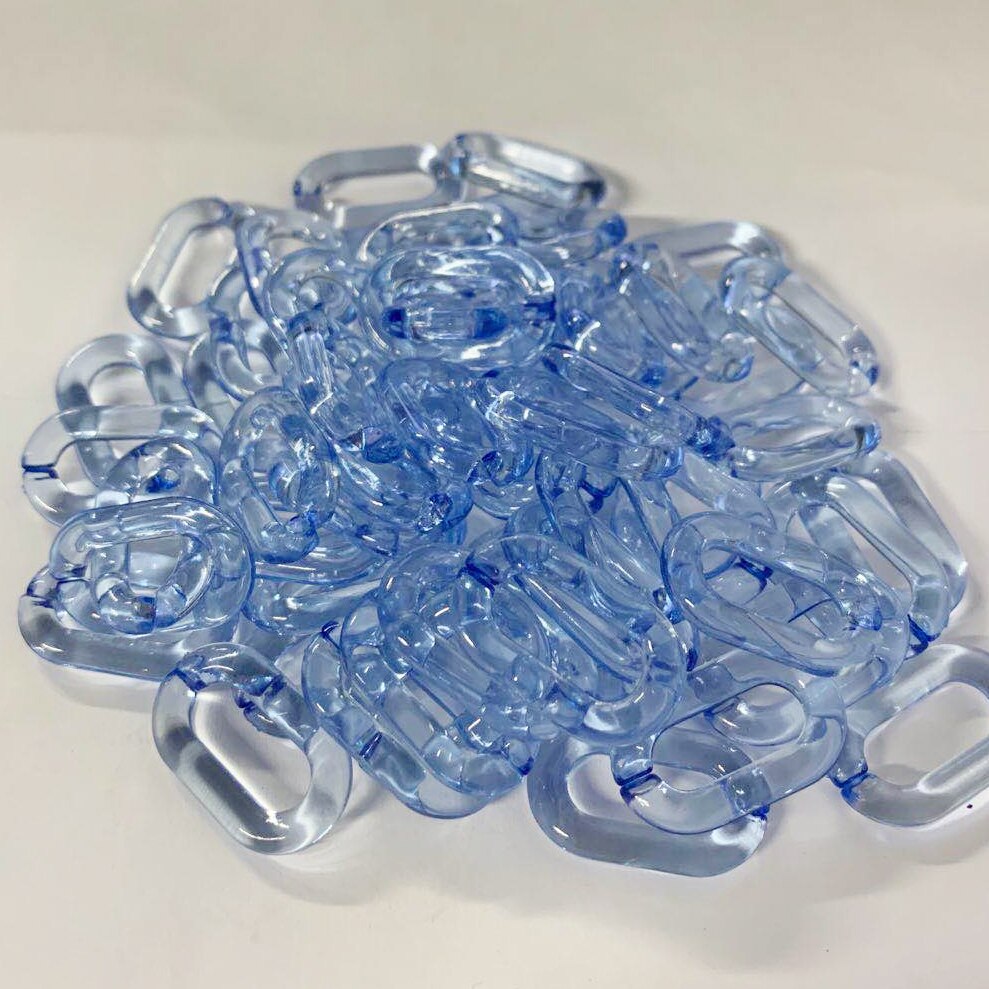 50pcs/bag Frosted DIY Detachable Replacement Shoulder Strap Bag Acrylic Resin Handbag Chain Strap Bands Bag Accessories 27*17mm: transparent blue