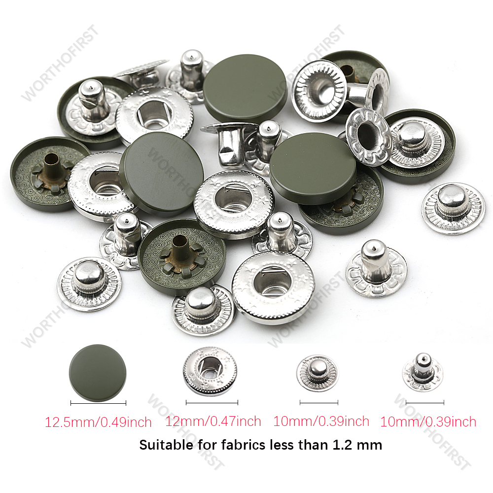 Neue Leder Druckknöpfe, 12,5mm schwer Pflicht schnappen Befestigungen, 14 Farben Leder Schnappt für Kleidung, jacken, Jeans Trägt, Armbinde: 30setzt / Armee Grün