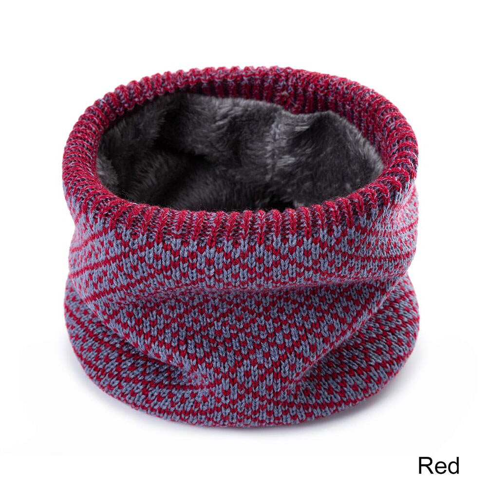 Truenjoy unisex vinter mænd kvinder varm strikkede ring tørklæder tykke elastiske strikkede lyddæmpere hals tørklæde snood plus fløjl halstørklæde: Rød