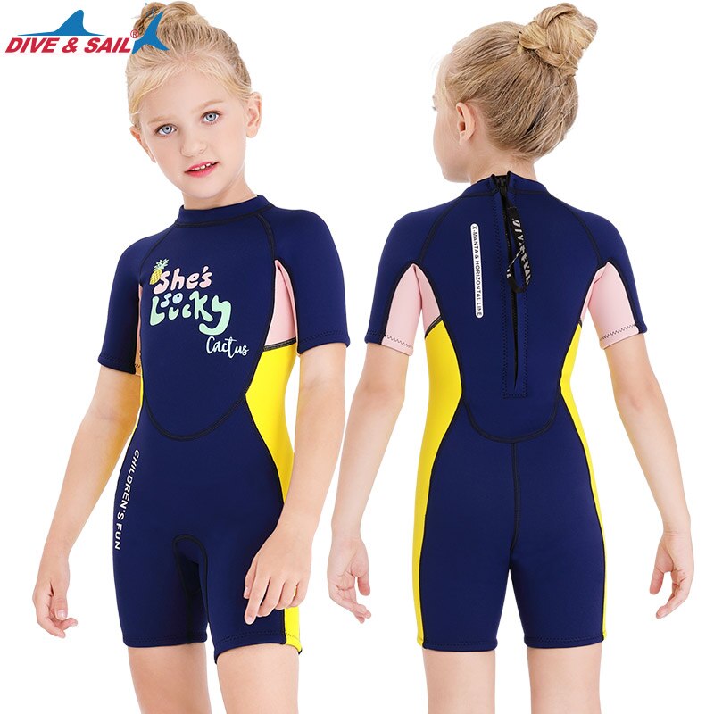 2.5mm Neoprene Short Sleeves Kids Wetsuits Diving Suits for Boys/Girls Children Rash Guards One Piece Surfing Swim Snorkeling: M150651K-C / L