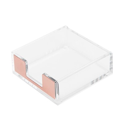 Clear Memo Pad Box Multifunction Message Pad Notice Storage Box Card Office Stationary Holder Makeup Cosmetic Box: Rose Gold