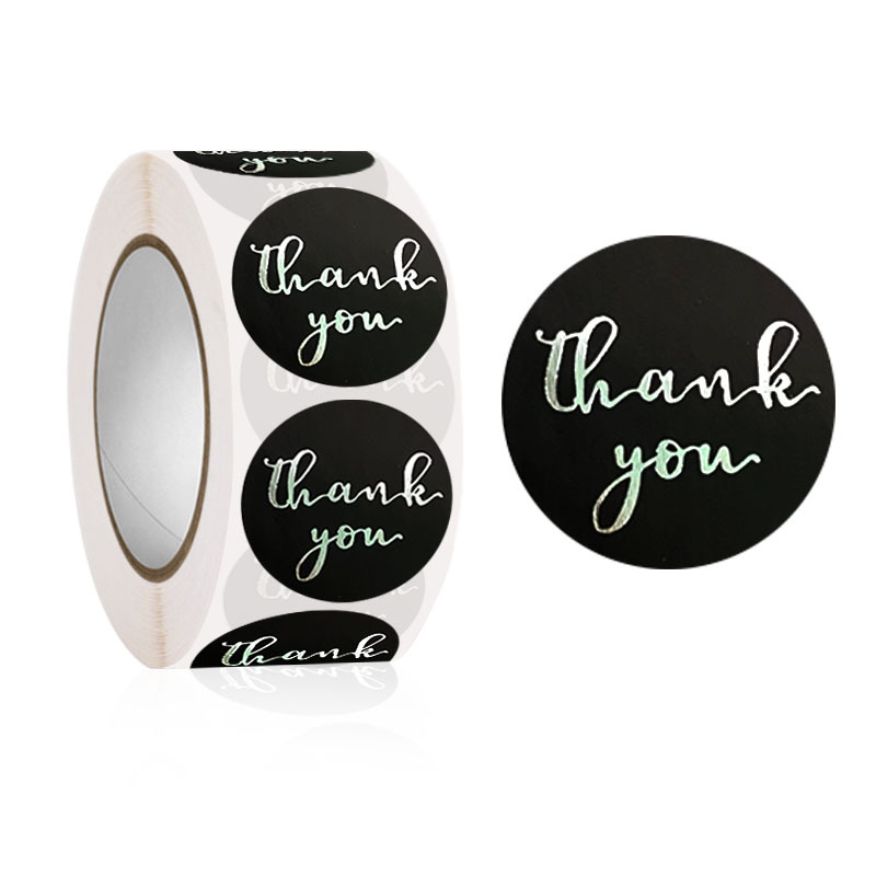 100-500Pcs 1inch Thank You Stickers Aesthetic Black Gold Foil Sticker Roll for Envelope Wedding Bake Stationery Seal Lable 2.5cm: light yellow