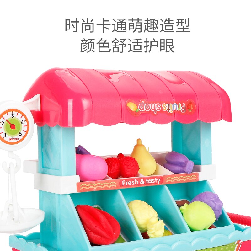 Camión de helados familiares para niños, juguete de simulación para niñas de 3 a 6 años, carrito pequeño para frutas y verduras, camión para helados