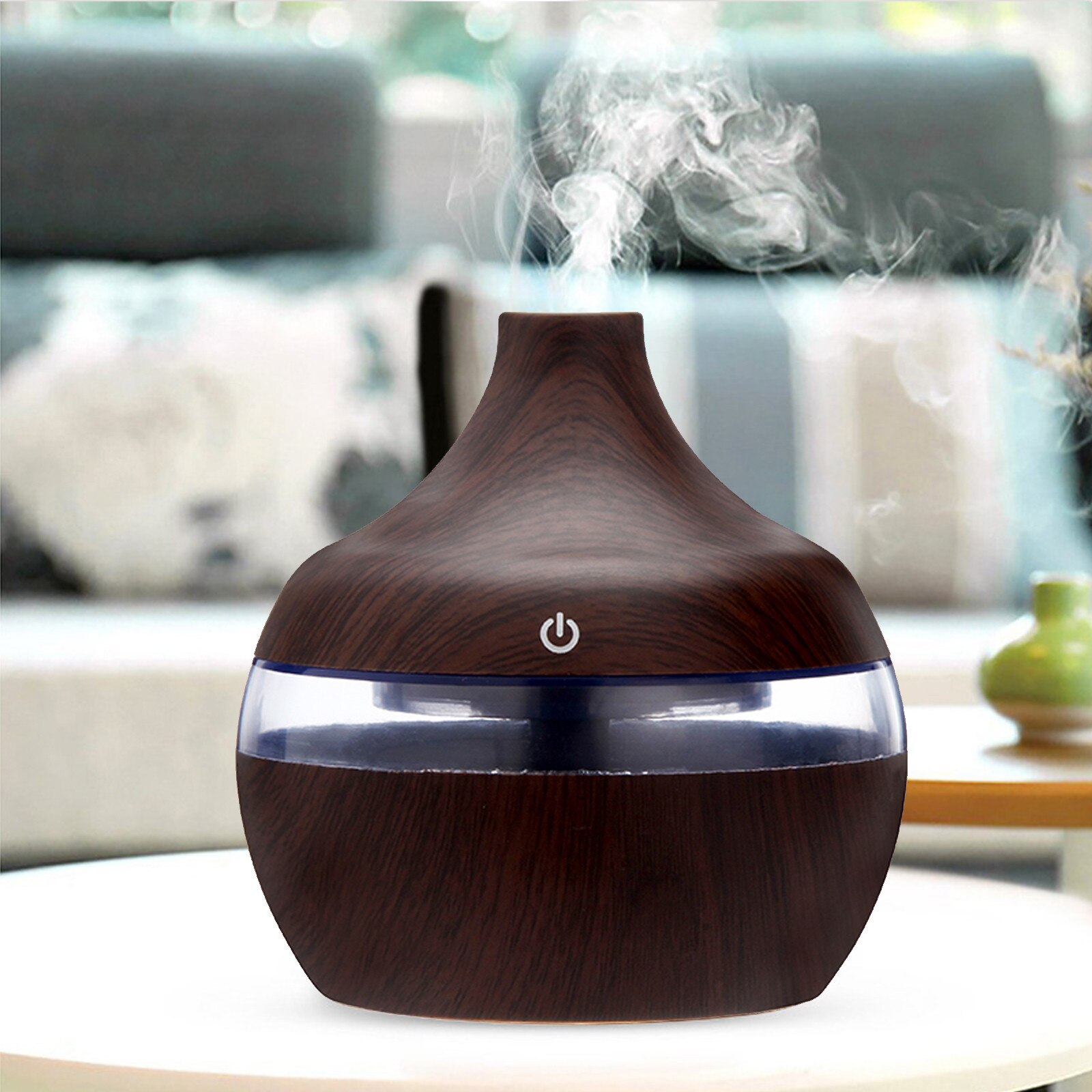 4 # Air Aroma Essentiële Olie Diffuser Mini Air Led Luchtbevochtiger Ultrasone Aroma Aromatherapie Luchtreiniger Led Night Luchtbevochtiger: Brown