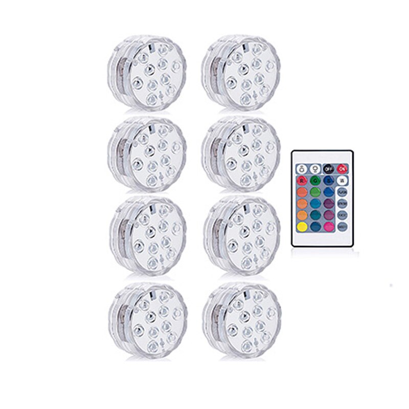 10 Led Remote Controlled RGB Submersible Light Battery Operated Divinglight Lamp Outdoor Vase Bowl Garden Party Decoration Lamp: T5