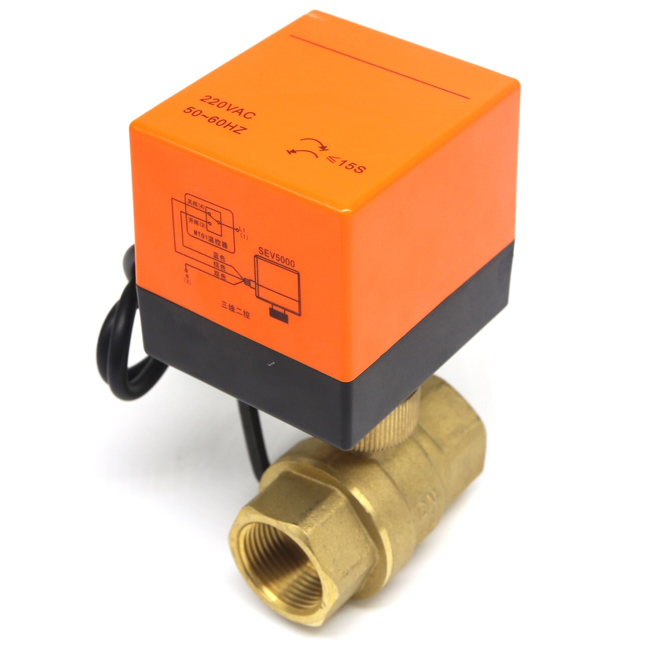 Válvula de bola 1/4 motorizada de 3 vías, sistema de calefacción de latón y agua, temperatura eléctrica, 220v, Control de tres líneas, Motor accionado por dn25