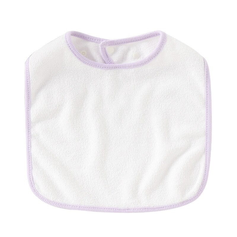 Baby White Cotton Super Soft Absorbent Saliva Towel Baby Solid Color Antifouling Comfortable Single Layer Snap Bib: 3-Purple