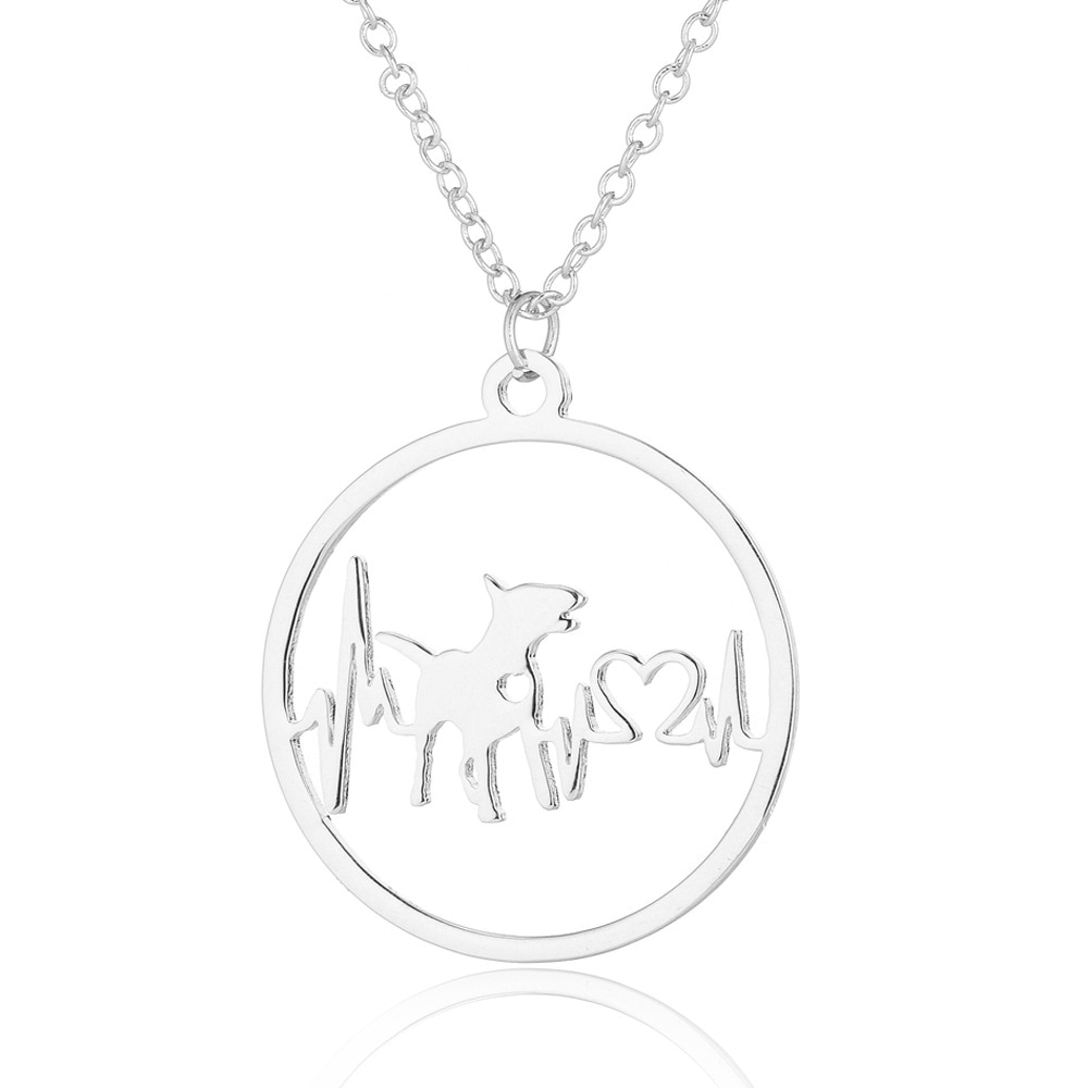 Pet Dog Footprints Paw Necklace Bulldog Chihuahua Dachshunds Bull Terrier Animal Necklaces Ecg Pendants For Women