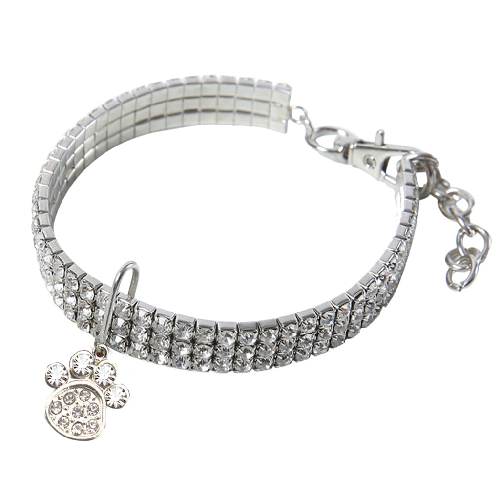 Trsnser-Collar para perro con diamantes de imitación, Mini Collar blanco para perros de compañía, Gargantilla ostentosa, Perros pequeños para mascotas