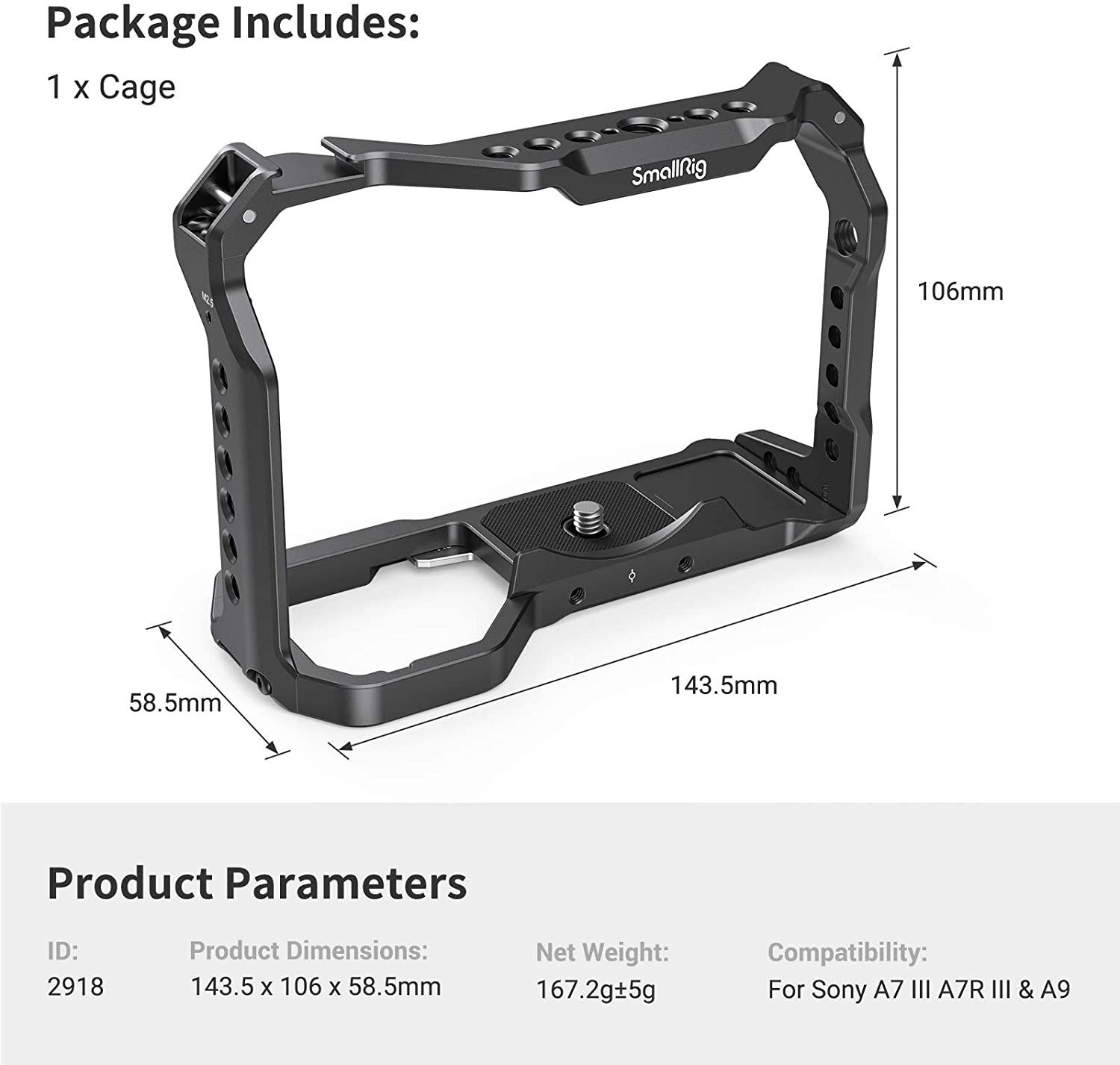 Smallrig Dslr Sony A7 Iii A73 A7M3 Camera Kooi A7R3 Sony A7III Rig Met Koud Shoe Mount Voor Sony A7III a7RIII A9 Camera Kit 2918