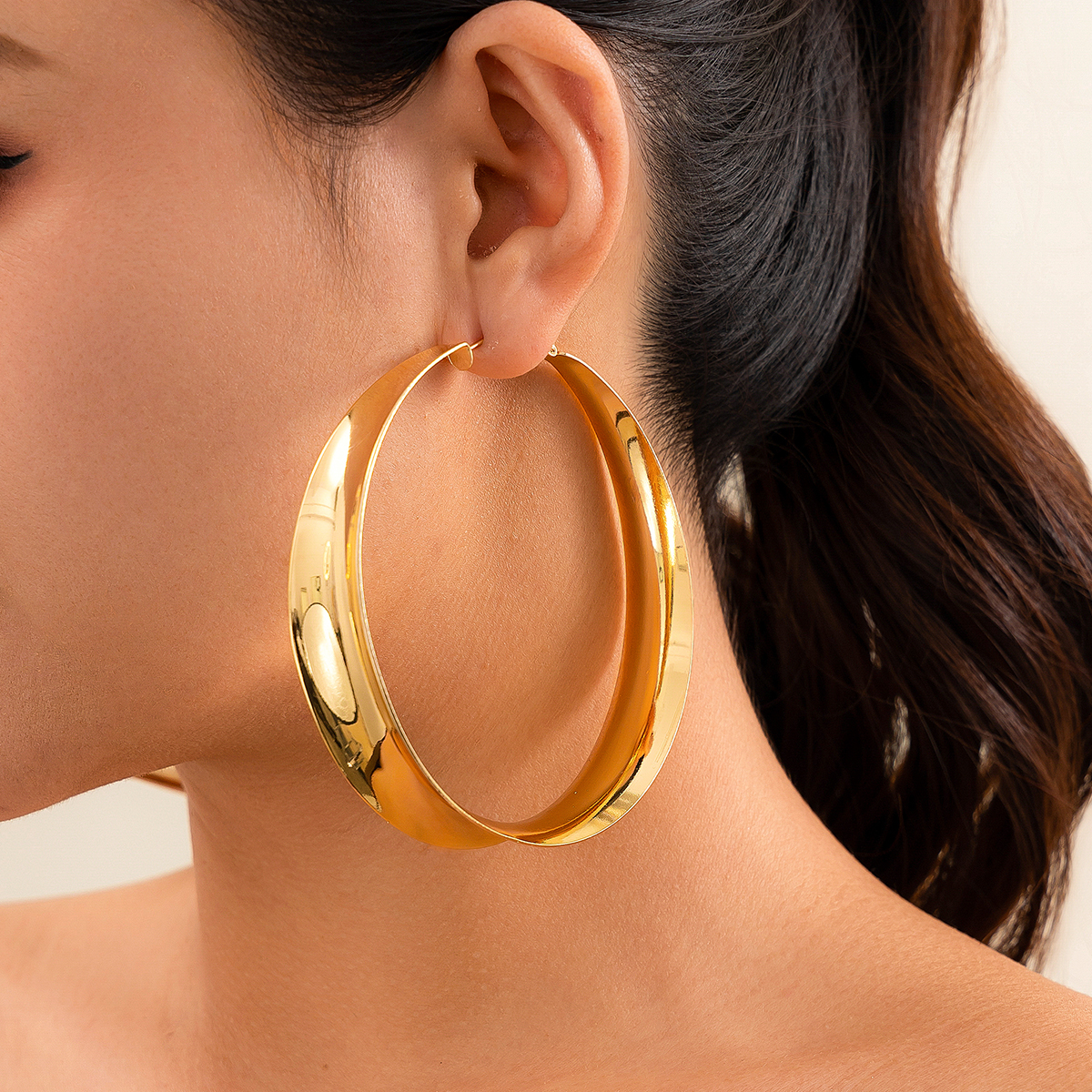 KunJoe-pendientes de aro redondos con agujeros grandes y exagerados para mujer, aretes con forma de círculo a la , joyería para mujer, para Festival