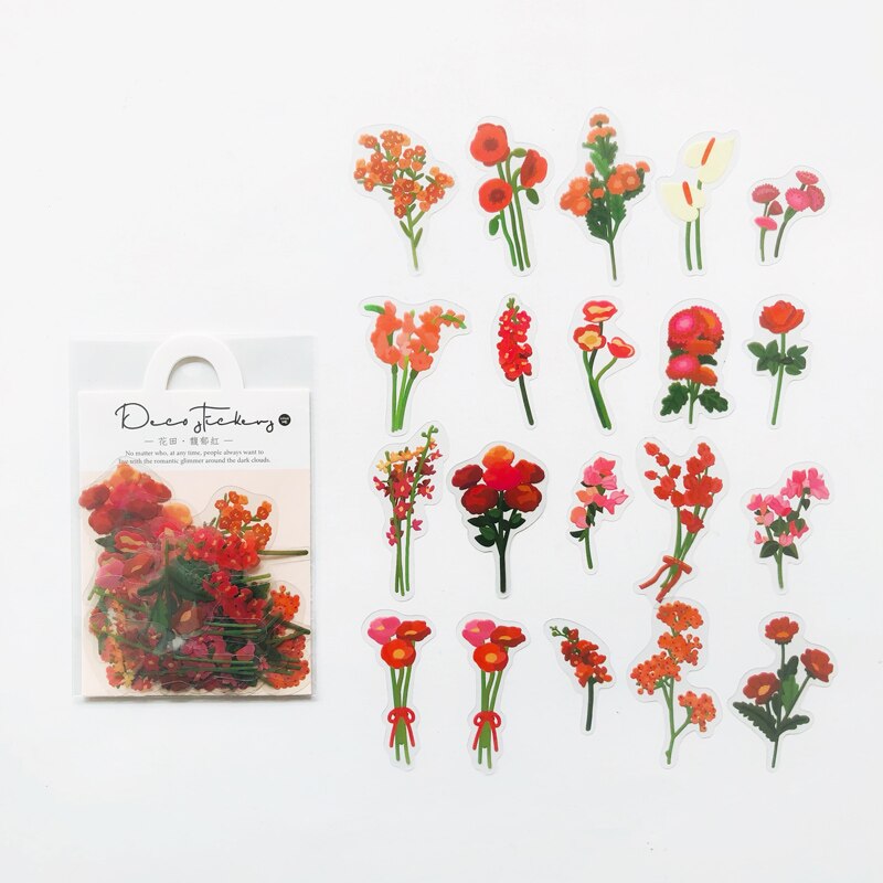 40PCS /Pack Blue Butterfly PVC Craft Sticker Notebook Diary DIY Decoration: flower 01