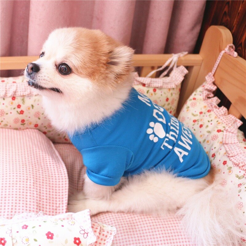 Fodspor hundetøj tobenet t-shirt til hunde blødt kæledyrstøj forår sommer lille yorkshire hvid print ropa para perro