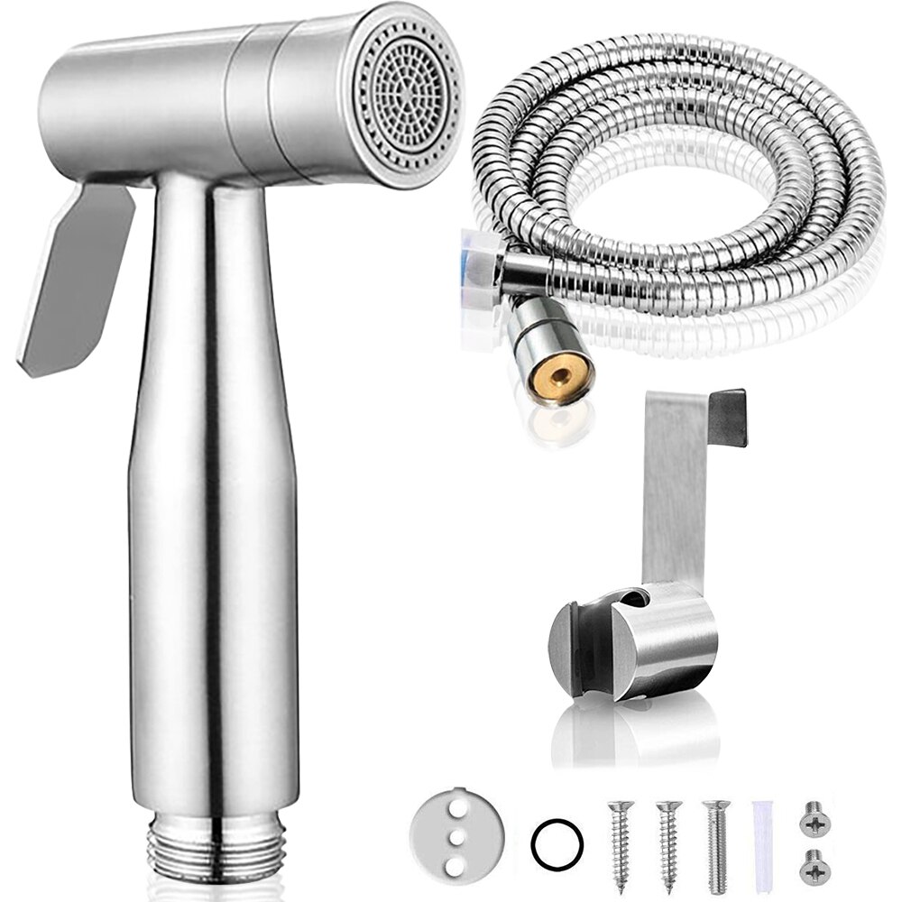 Hand Bidet Faucet Bathroom Handheld Toilet Bidet Sprayer Set Stainless Steel Attachment Hand Sprayer Shower Head Self-Cleaner: C SET