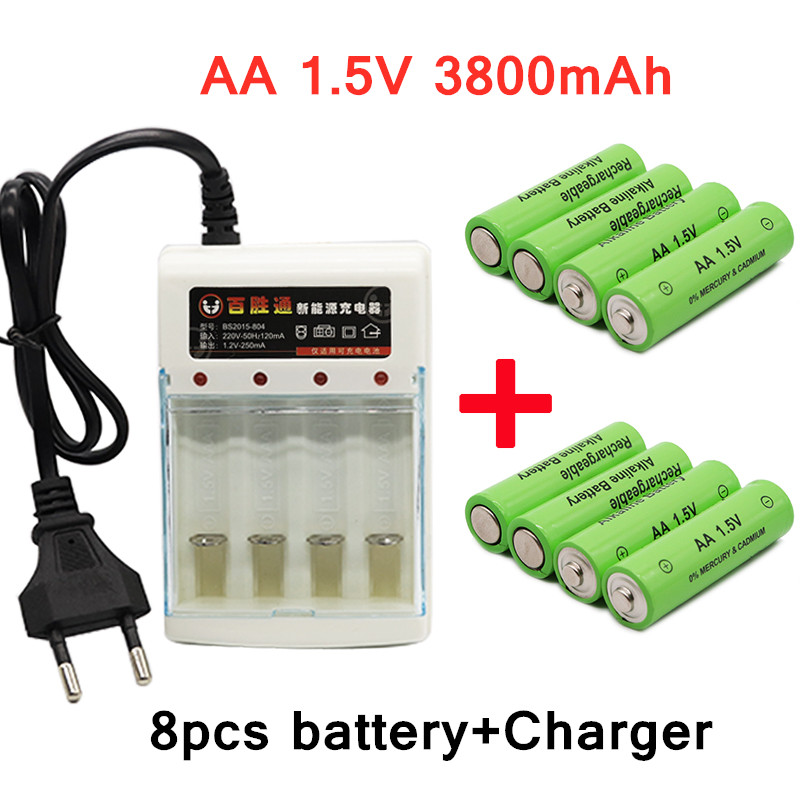 Batería recargable Original AA V 1,5 mah para juguetes de reloj, linterna, Control remoto, cámara, batería + cargador, 3800: Rojo