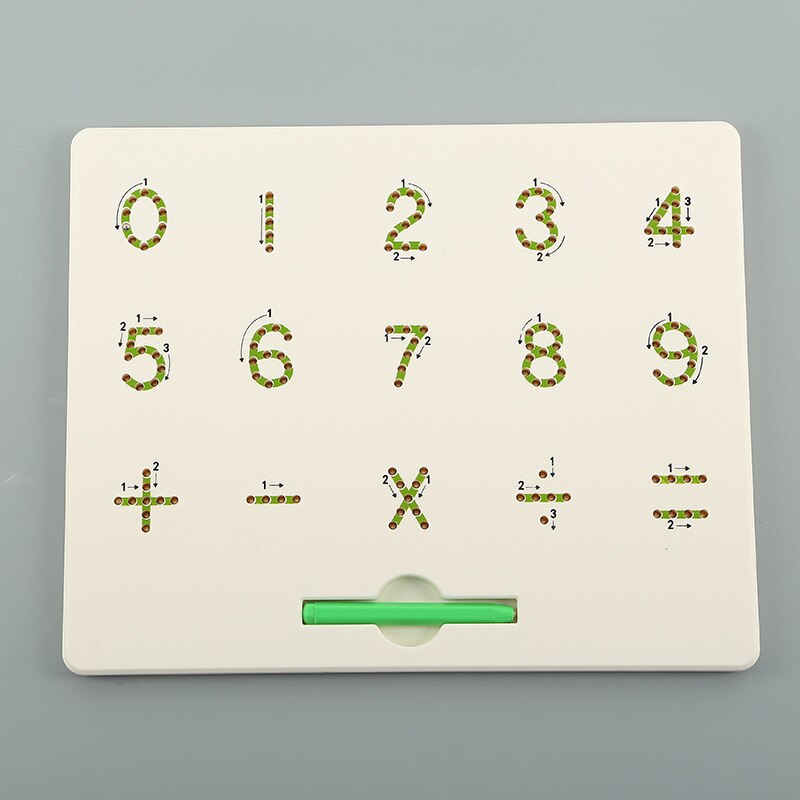 Magnetic Tablet Montessori Toys Balls Magnet Pad Kids Drawing Toys Russian English Sketch Pen Learning Portable Painting Board: Green Numbers