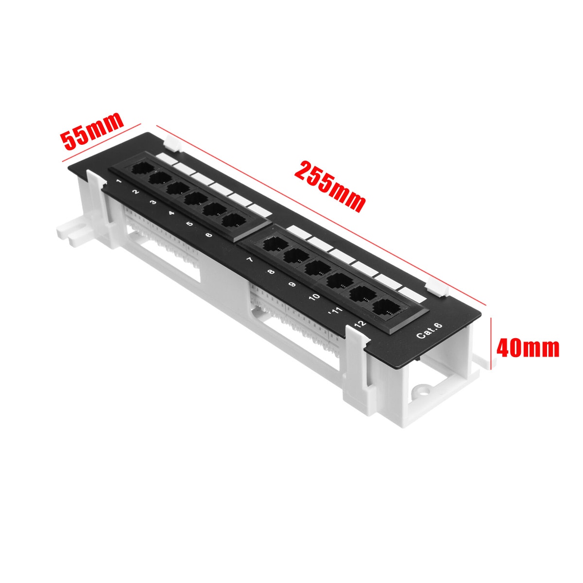 Network Tool Kit 12 Port CAT6 Patch Panel RJ45 Networking Wall Mount Rack with Surface Wall Mount Bracket