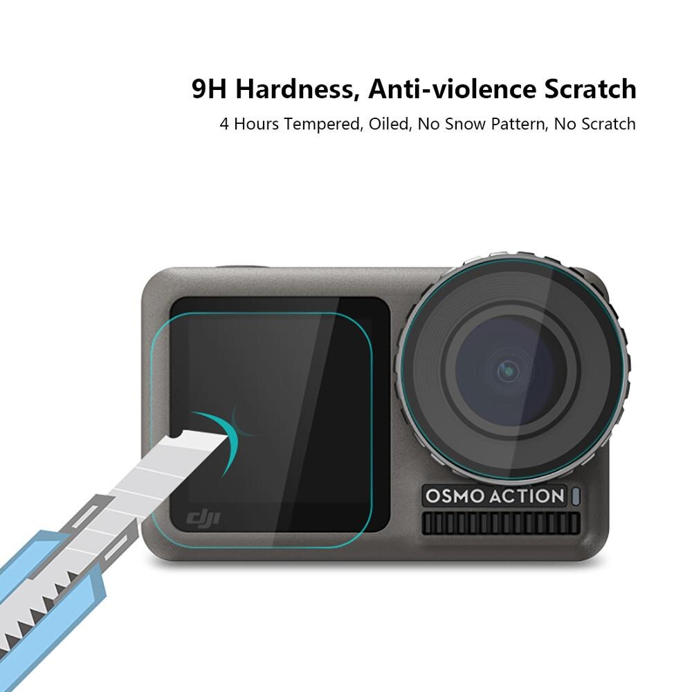 PULUZ Lens +Front and Back LCD Display Tempered Glass Film for DJI Osmo Action Protective Film Screen Action Sport Camera Access