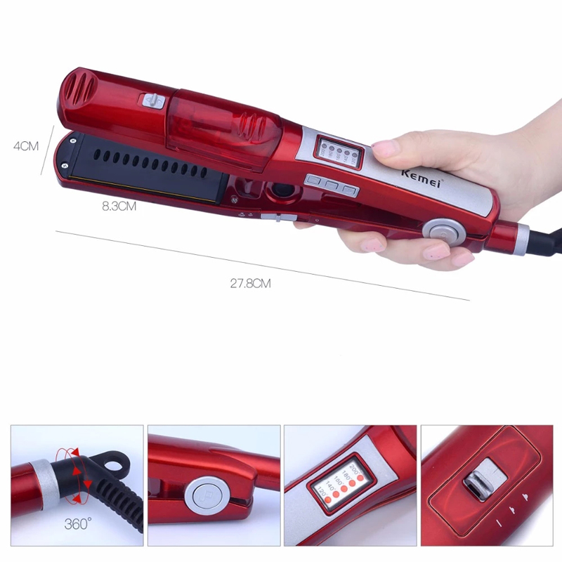 Kemei profesjonalny Vapor grzebień prostujący włosy szczotka prostownica ceramiczna parowa prostownica robić włosów elektryczna prostownica robić włosów