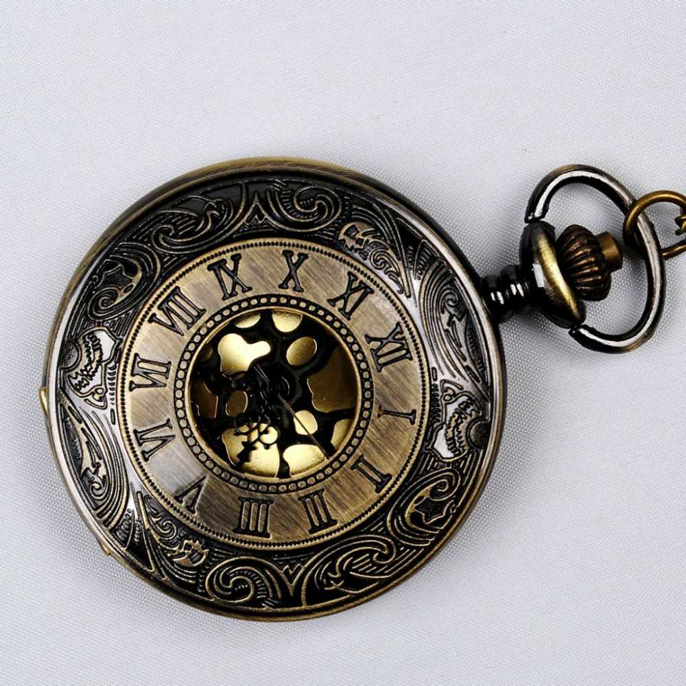 Pocket Watch Rome 8046Men Women Casual Pocket Rome Hollow Gold Plate... – Grandado