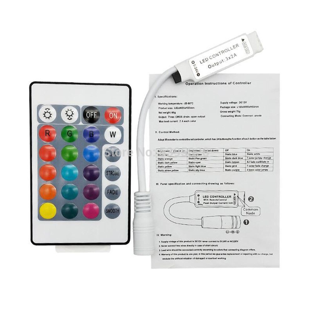 Led controller ir rgb trådløs mini controller til rgb 3528 5050 led strip lys dæmper  dc12v
