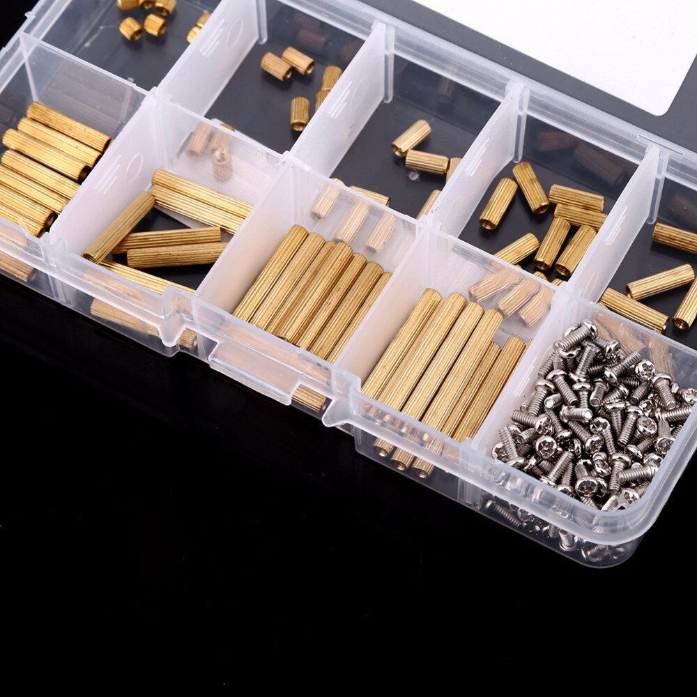 270pcs / box brass column double pass copper column screw round knurled double pass isolation column M2 series + screw