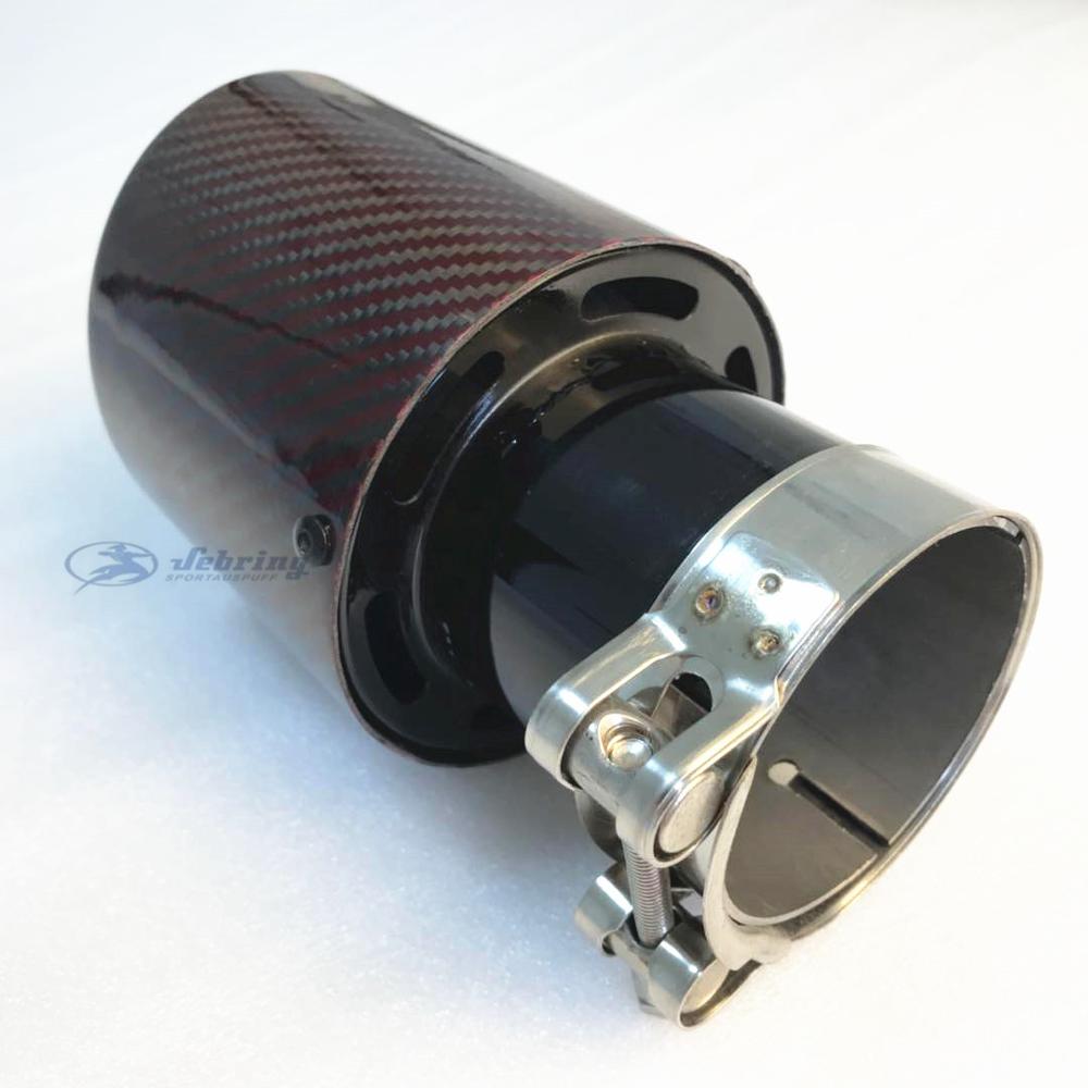 Remus Glossy Red Carbon Fiber Rvs Universele Auto Uitlaatpijp Uitlaat Pijp Carbon Uitlaat Tips
