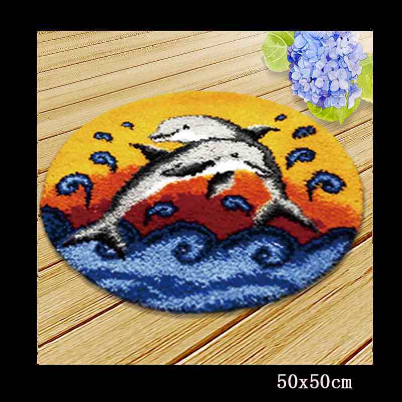 DIY juego de aguja de lengüeta cojín de alfombra tapiz bordado hágalo usted mismo pestillo gancho Smyrna botón cojín animales equipo de colchoneta de costura: Violet