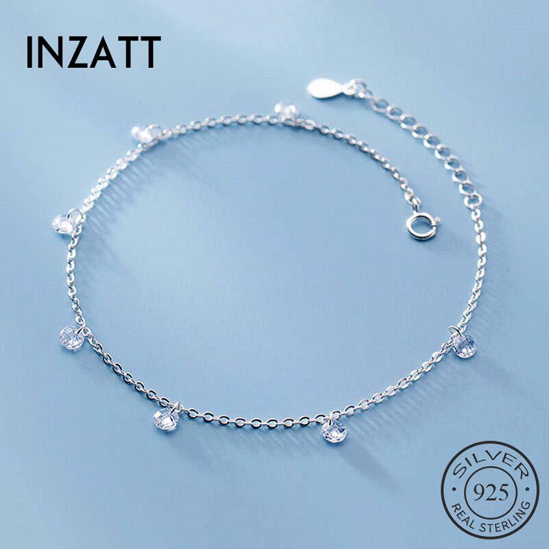 Inzat tornozeleira feminina com zircônia prata esterlina 925, joia elegante boêmia, para festa, acessórios minimalistas, presente