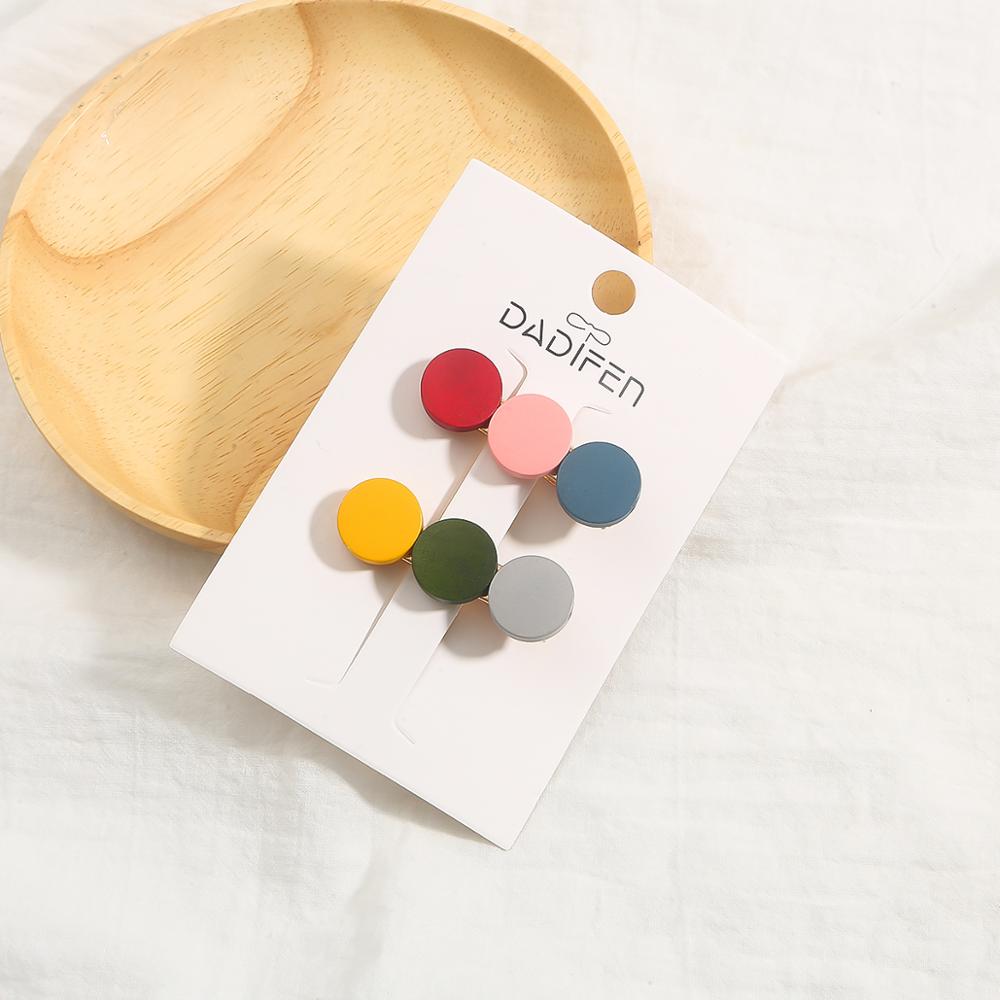 2 unids/lote Vintage de madera colorida pinzas de pelo para mujeres geométrico forma de corazón redonda de horquilla de pelo accesorios estilo: 4