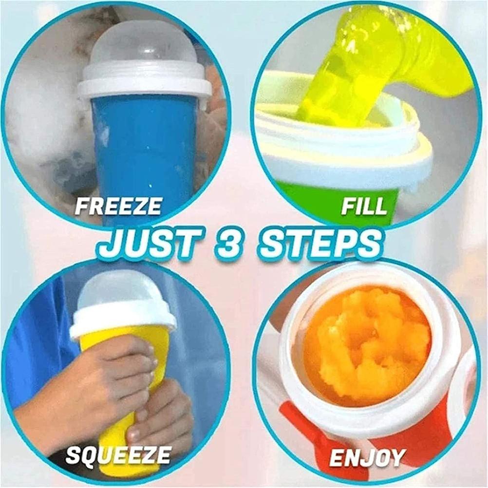 Fast Cooling Milkshake Slushie Cup Double Layer Quick-frozen Smoothies Cup DIY Homemade Freezes Drinks Silicone Cups With Lid