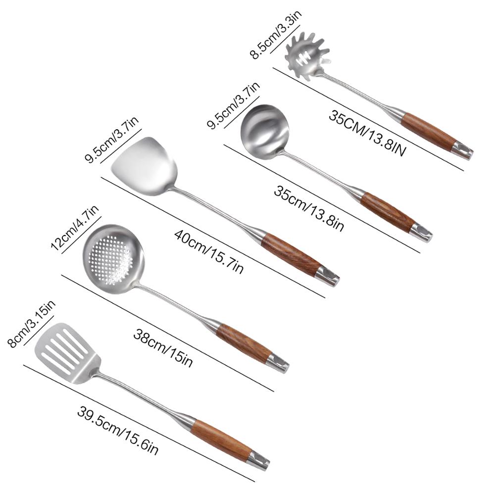 AOOSY 18/10 Stainless Steel Wok Spatula Turner Soup Spoon Slotted Spatula Spaghetti Server Kitchen Utensil Cook