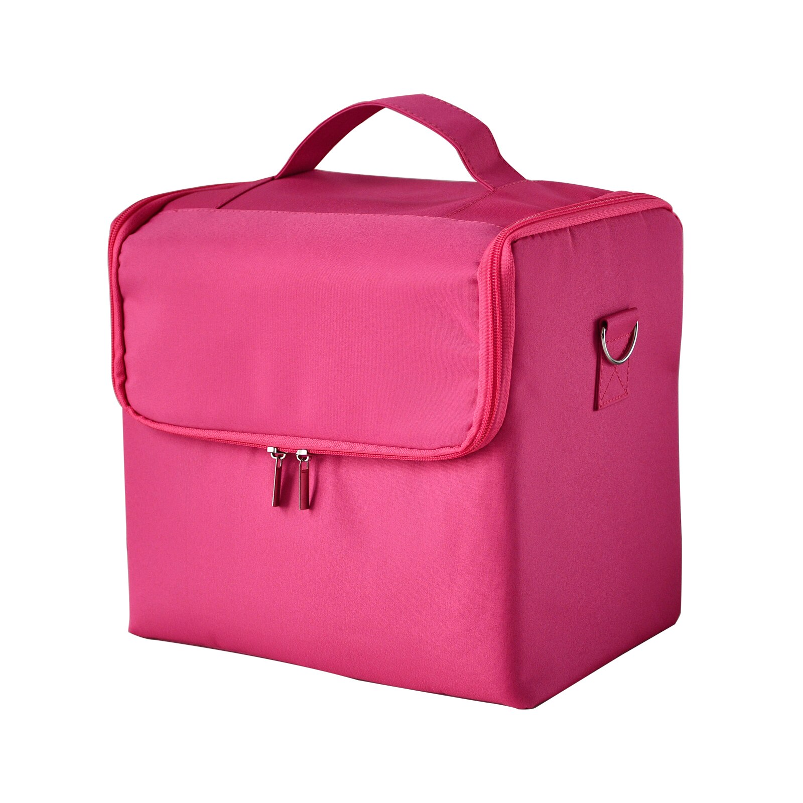 Make up taske håndholdt stor kapacitet flerlags manicure frisør broderi værktøjssæt kosmetik opbevaringskasse toiletartikler taske: Hot pink