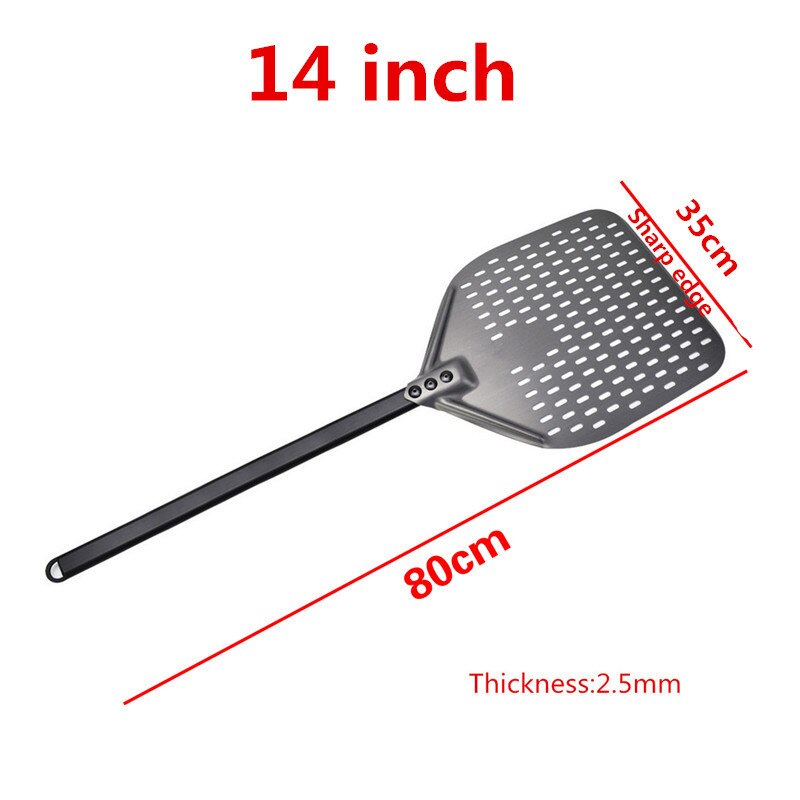 12 14 inch aluminum pizza shovel long handle pastry tool pizza shovel spatula cake baking flipper: 14inch 80cm