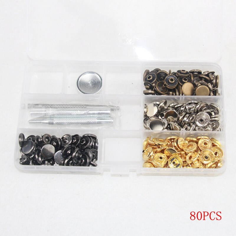 Prajna eyelet 40/80/100/120 sett mix farge maljer metall kobber fire-knapps installasjonsverktøy knapp jakke mørk spenne 12.5mm: Antikk kobber