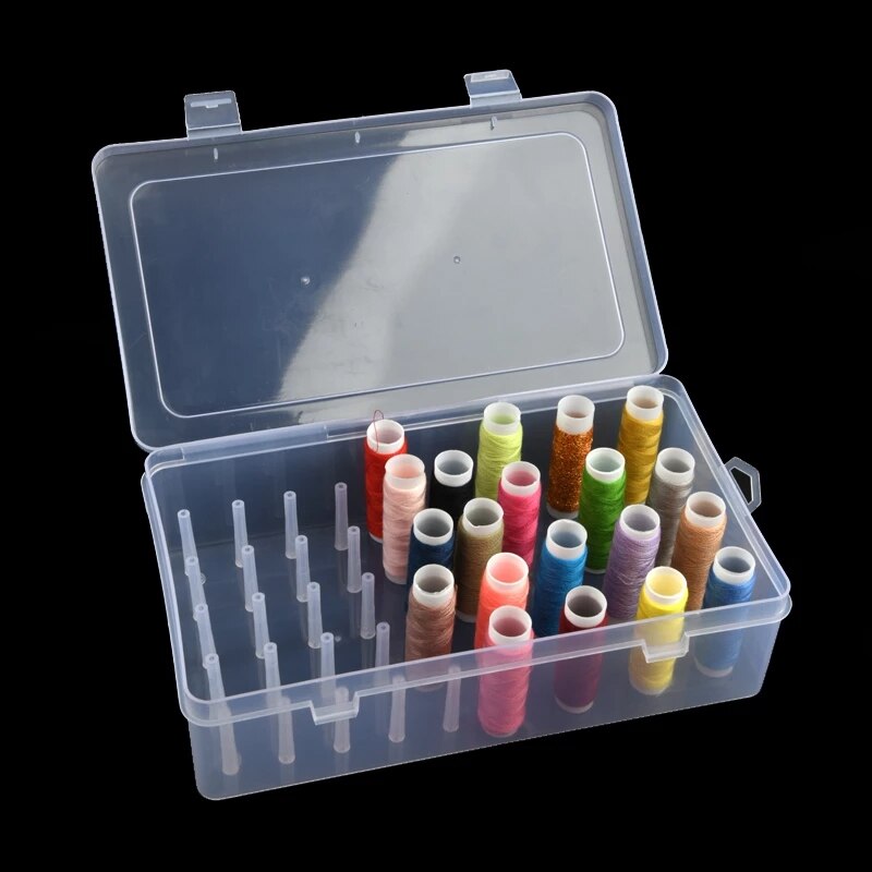 Transparent Thread Box Household Sewing Thread Storage Box Suitcase Container Craft Spool Storage Box with tools Accessories